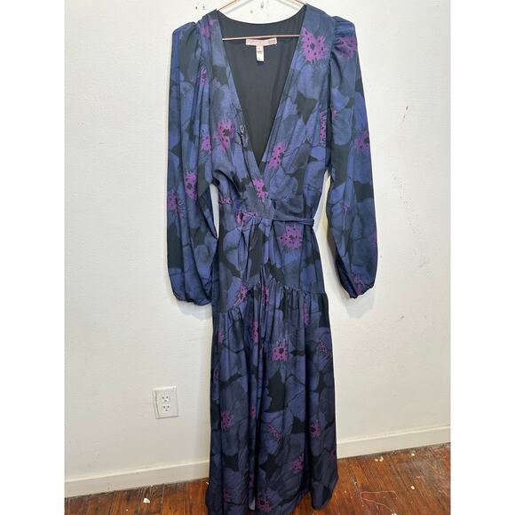 HUTCH Women's Purple Floral Wrap Long Sleeve Lima A-Line Dress Size Extra Large - Picture 4 of 15